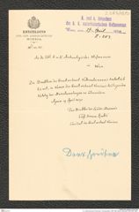 k.k. naturhistorisches Hofmuseum, Intendanzakten 1885-1896 (Hauer), Aktenzahl Z.283/1890, Seite 1